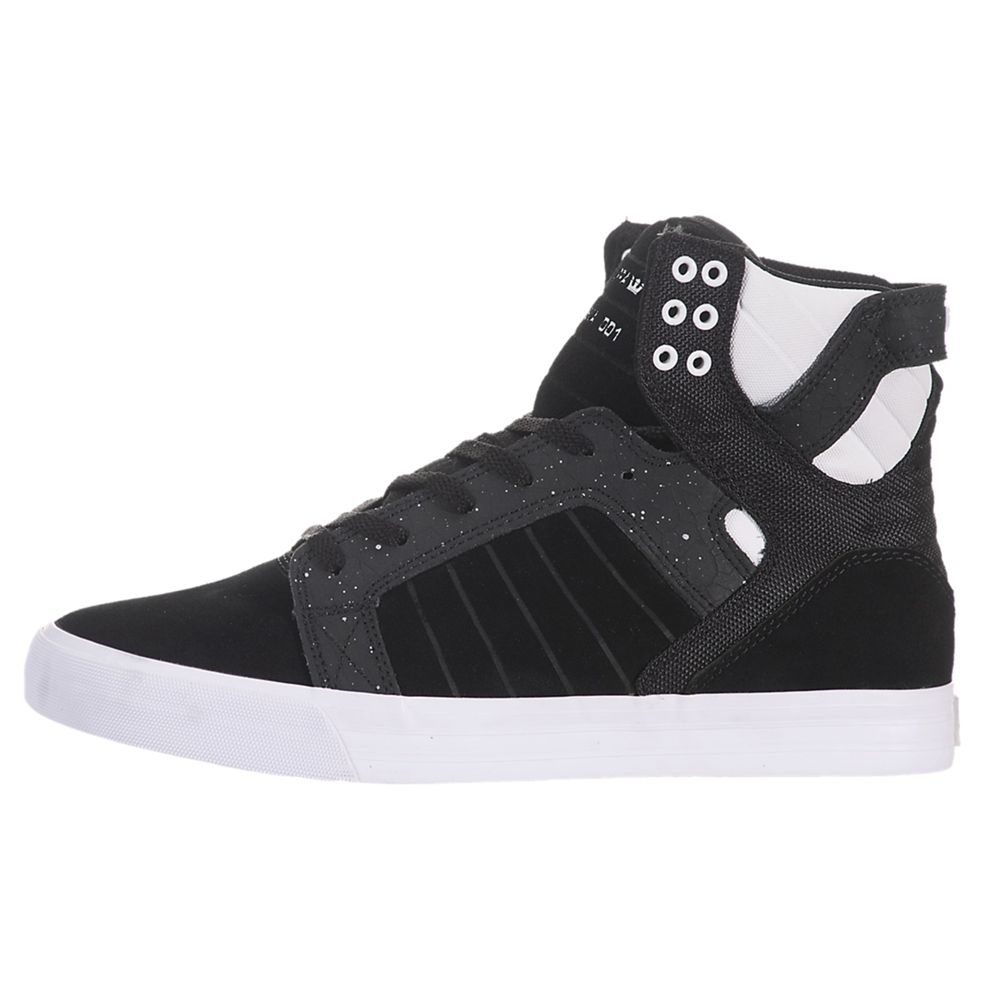 Baskets Montantes Supra SkyTop Noir Blanche Black/White-White Homme | DHN-79087409